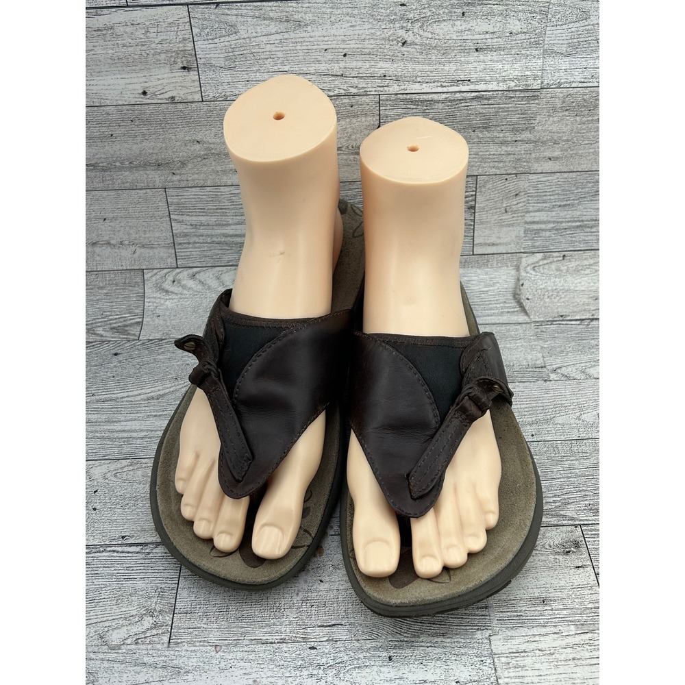 Merrell Bracken Dark Brown Leather Thong Sandals Women Sz 8 J62282 Q-Move